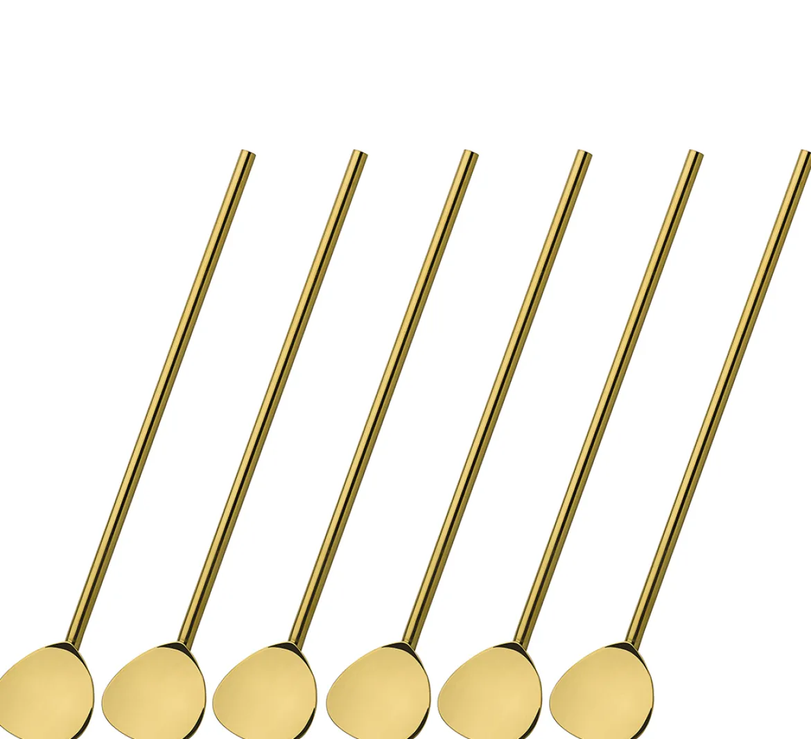 Cilio Cocktaillöffel mit Trinkhalm 6er Set, gold