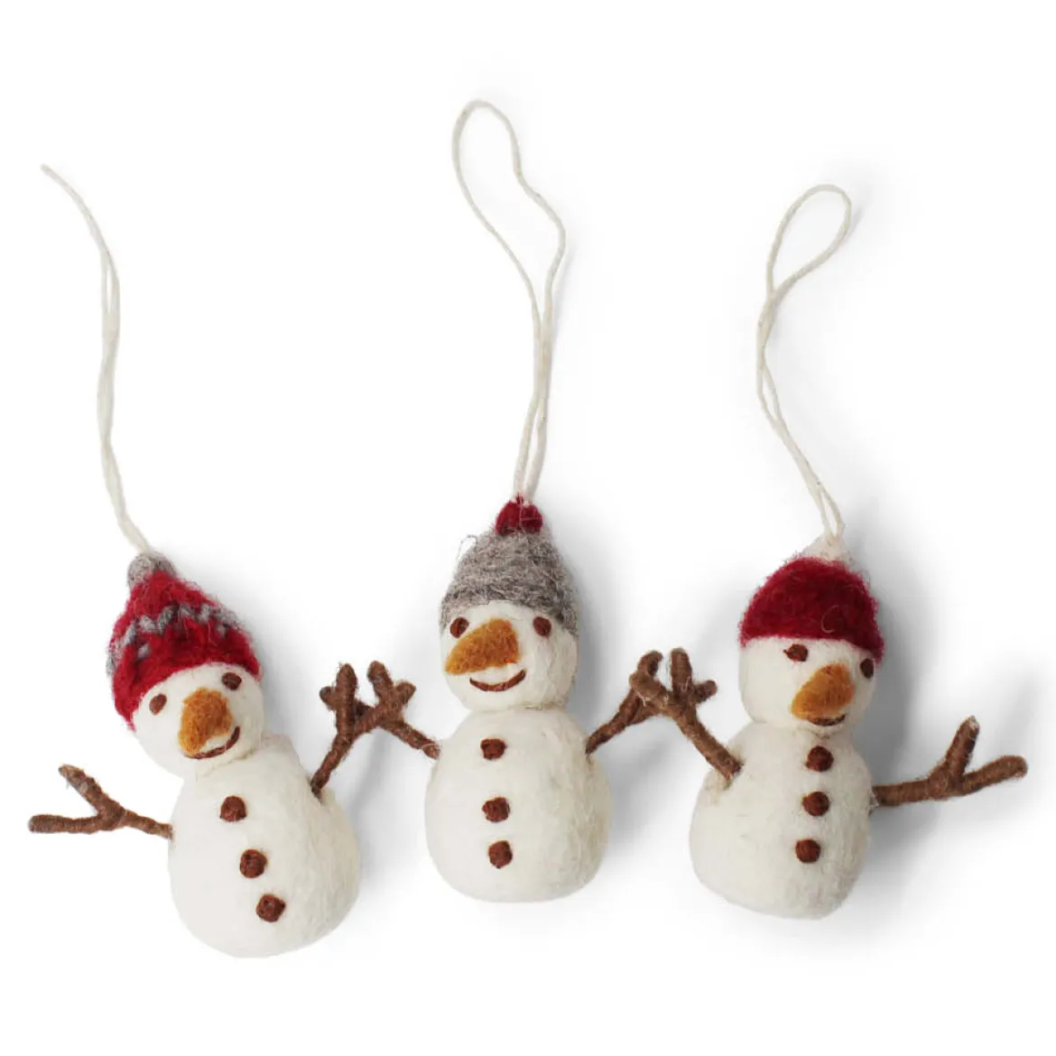 En Gry & Sif 3er Set Schneemann 6cm, Filz