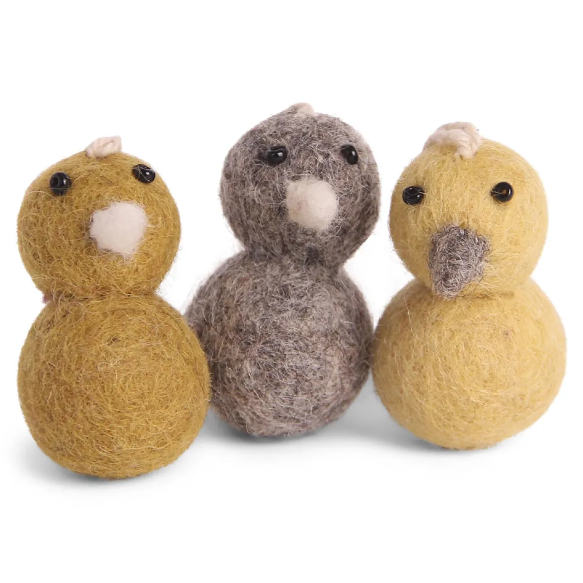Filzfigur "Vögel" 3er-Set, ockergelb