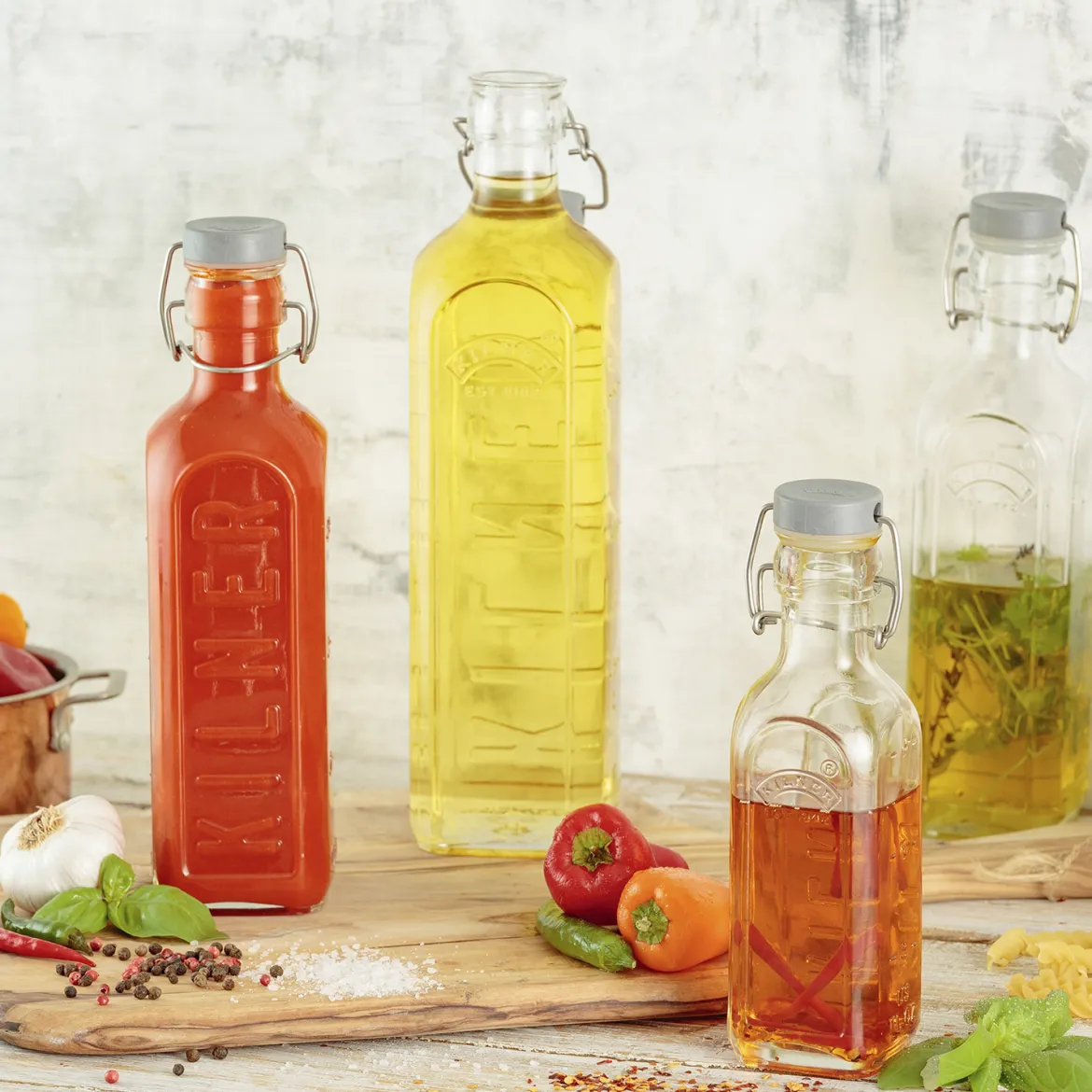 Glasflasche mit Bügelverschluß, eckig, 1 Liter