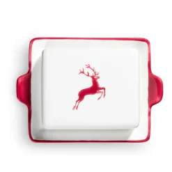 Gmundner Butterdose "Bordeauxroter Hirsch"