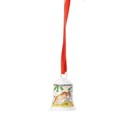 Hutschenreuther Porzellan Miniglocke Hund + Vogel "Weihnachtsleuchten"