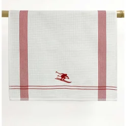 Kleinmann Geschirrtuch "Skifahrer" rot 50x70cm