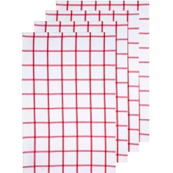 Ladelle 4er Set Geschirrtücher "Grid Pack" Rot