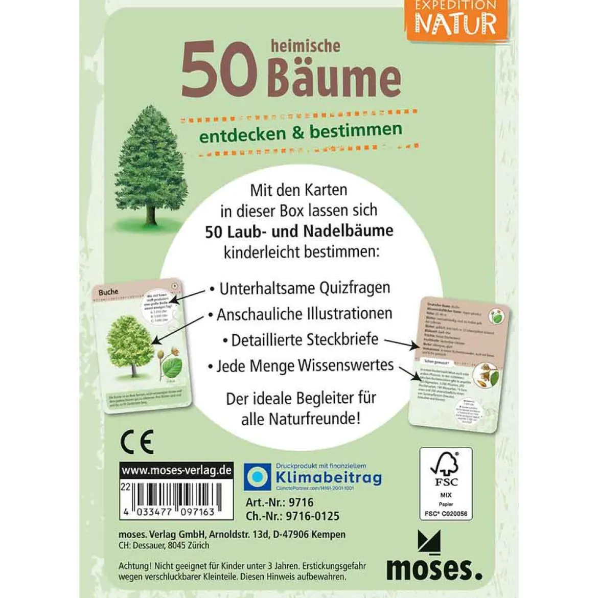 Moses Kartenset 50 heimische Bäume "Expedition Natur"