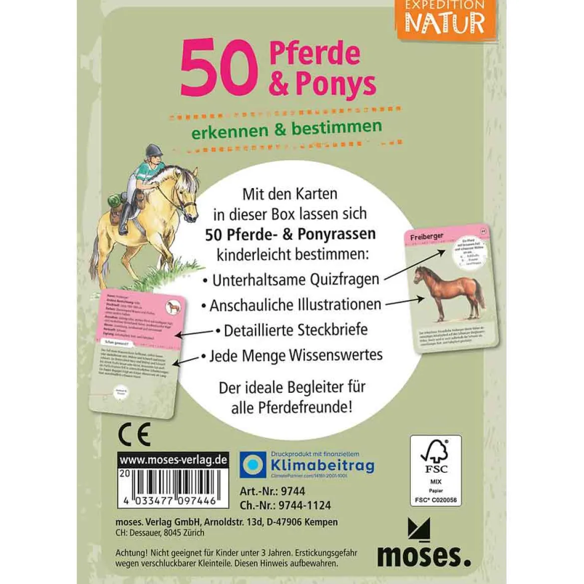 Moses Kartenset 50 Pferde & Ponys "Expedition Natur"