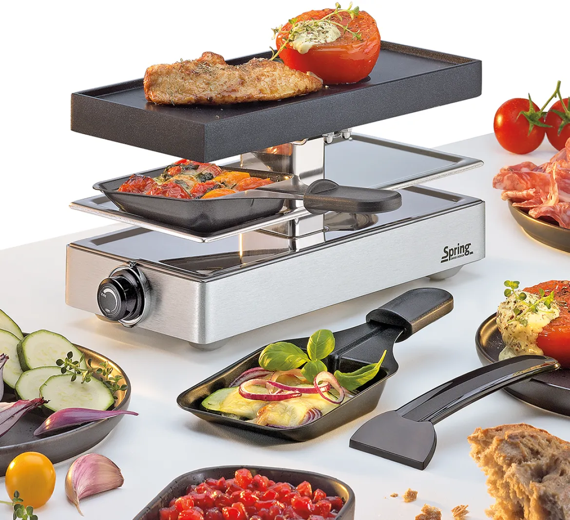 Raclette mit Alugrillplatte silber