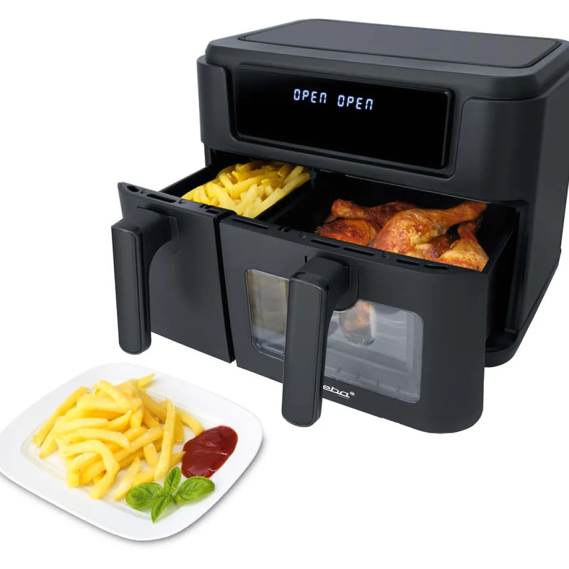Steba Doppel-Heißluftfritteuse HF 9501 Duo Black 2400 W