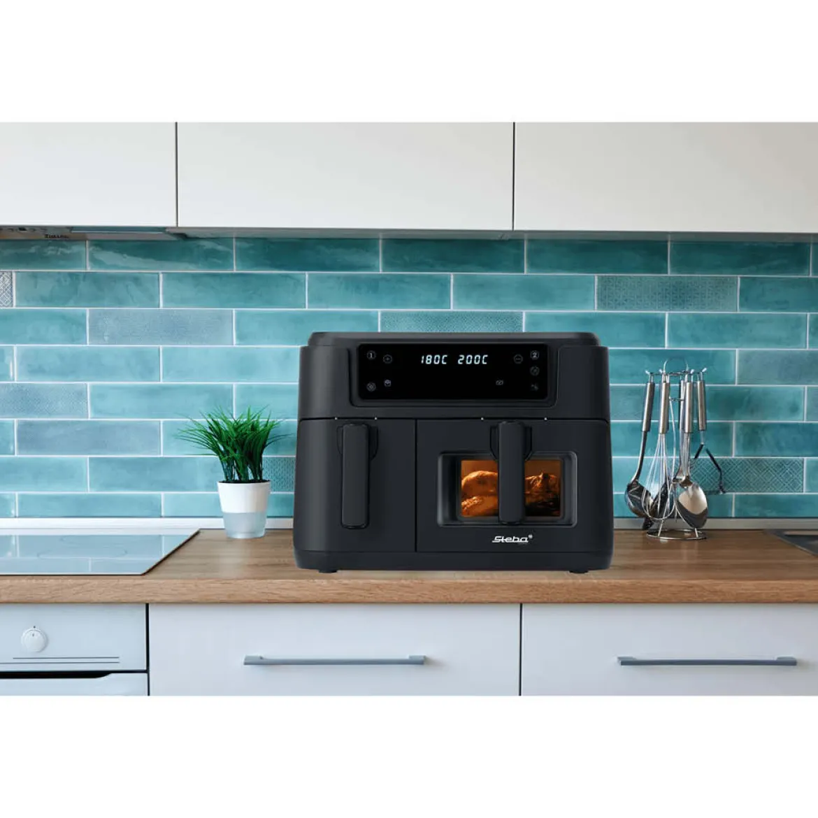 Steba Doppel-Heißluftfritteuse HF 9501 Duo Black 2400 W