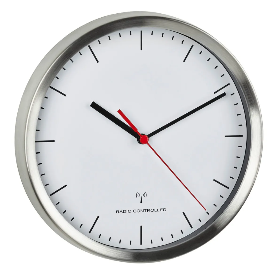 TFA Analoge Funk-Wanduhr mit Edelstahl-Rahmen