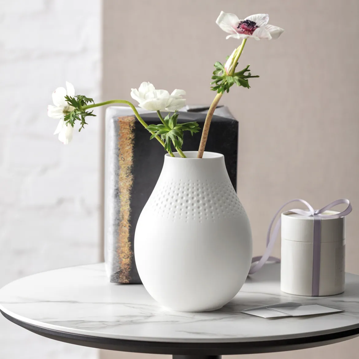 Villeroy & Boch Vase Perle hoch 16x16x20cm "Manufacture Collier blanc"
